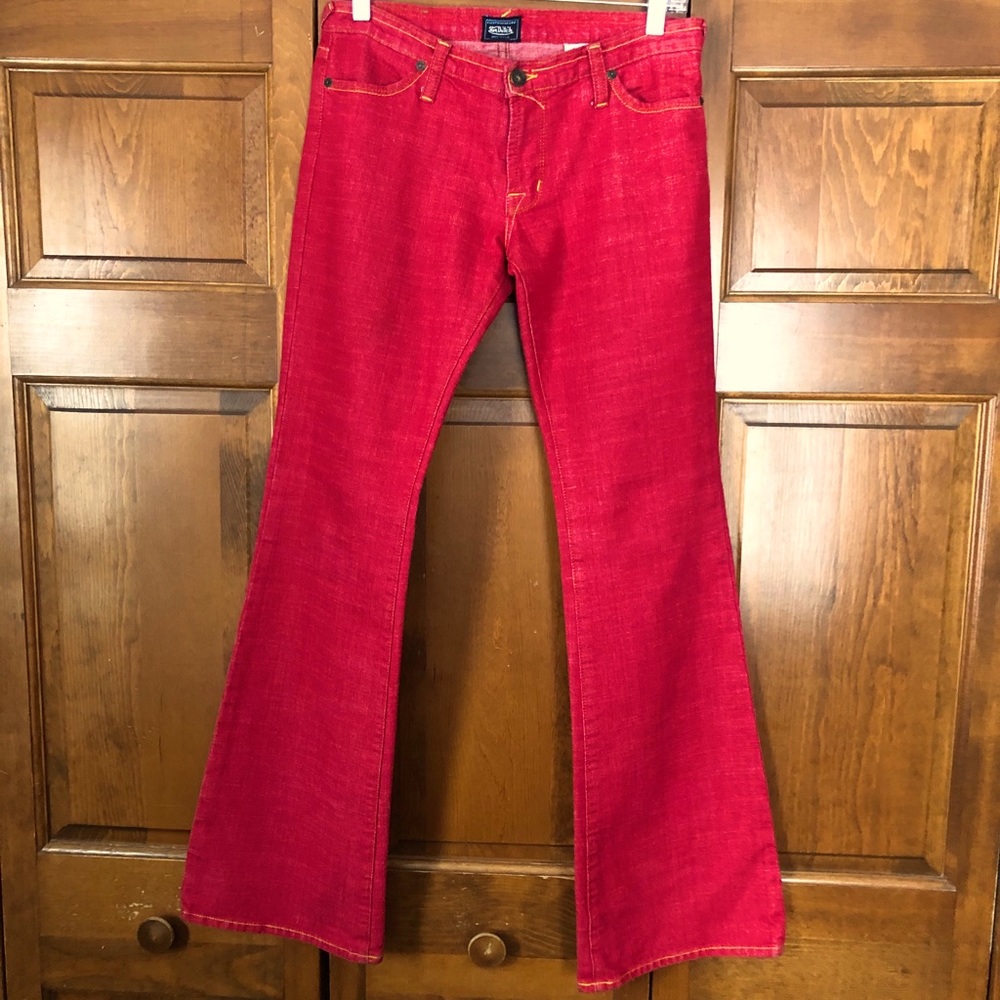 Women's Von Ditch Red Flared Jeans Size 28